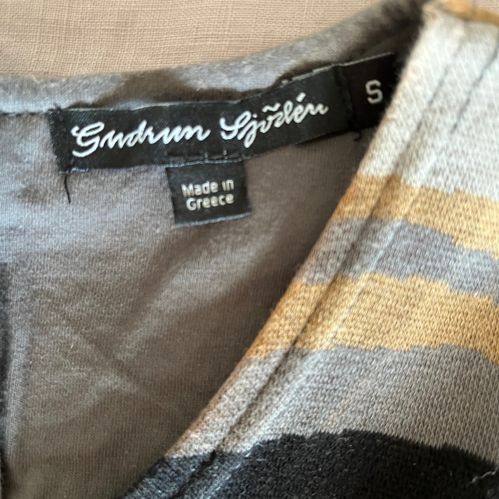Gudrun Sjoden Abstract Stripe Cotton Knit Dress Back Buttons Front Pockets S - Picture 2 of 6
